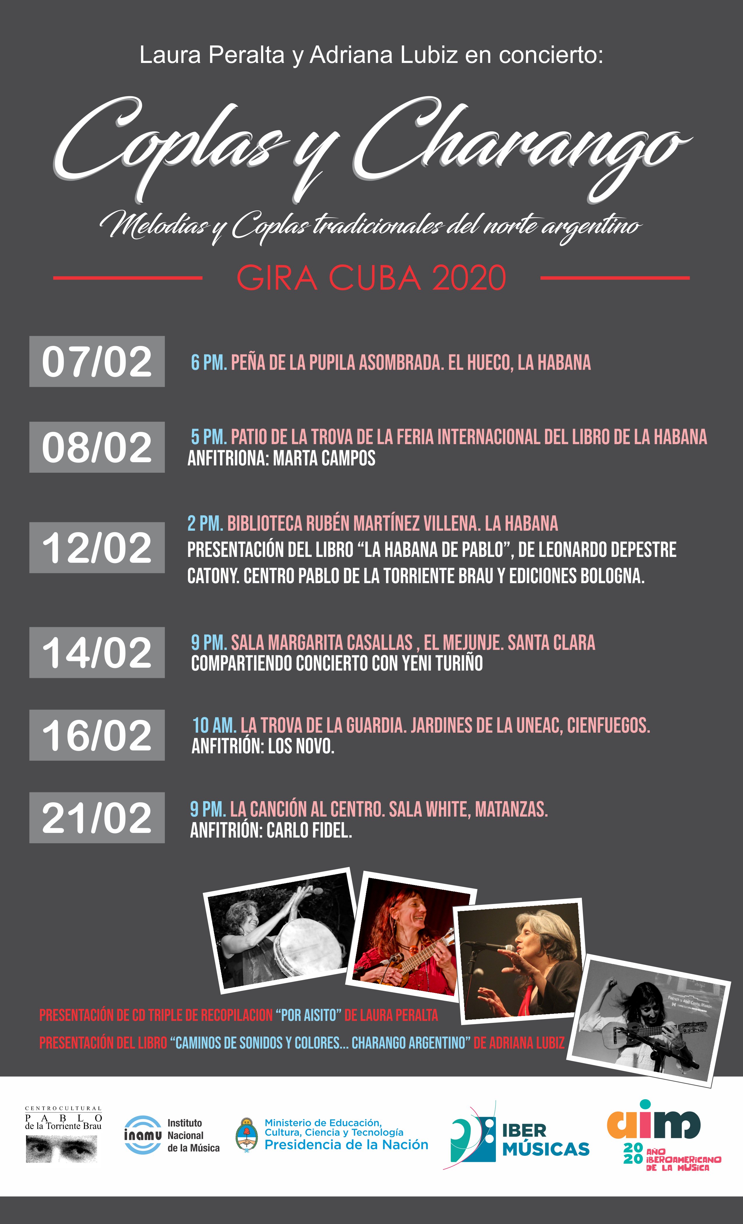 Las músicas argentinas Laura Peralta y Adriana Lubiz con su espectáculo “Coplas y Charango” emprenden una gira por diversas ciudades de Cuba