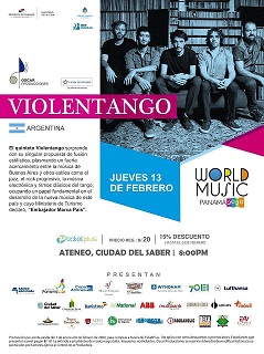 La agrupación argentina Violentango se presentará en el Festival World Music Panamá 2020