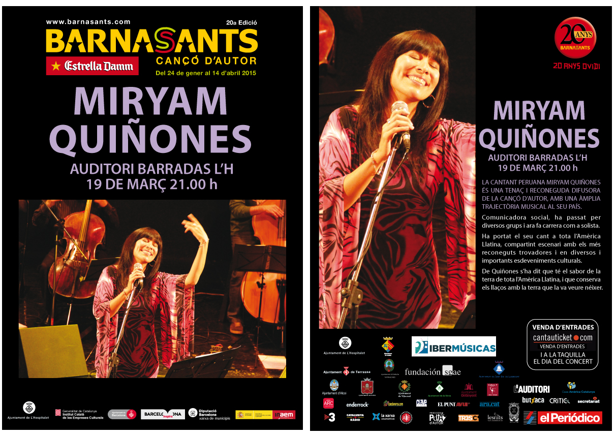 La artista peruana, Miryam Quiñones, viaja a España para participar del Festival Barnasants
