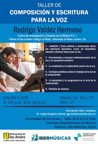 El compositor mexicano, Rodrigo Valdéz Hermoso, comienza su residencia en Colombia.
