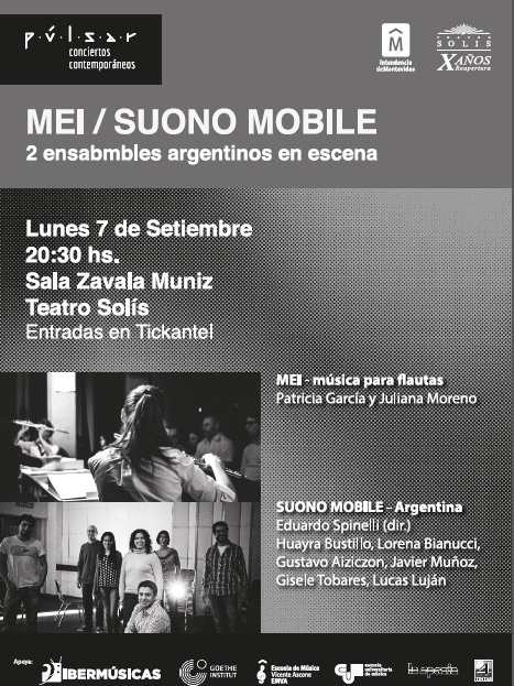 Suono Mobile, el ensamble argentino de música contemporánea, se presentará en el Festival Púlsar de Montevideo, Uruguay.