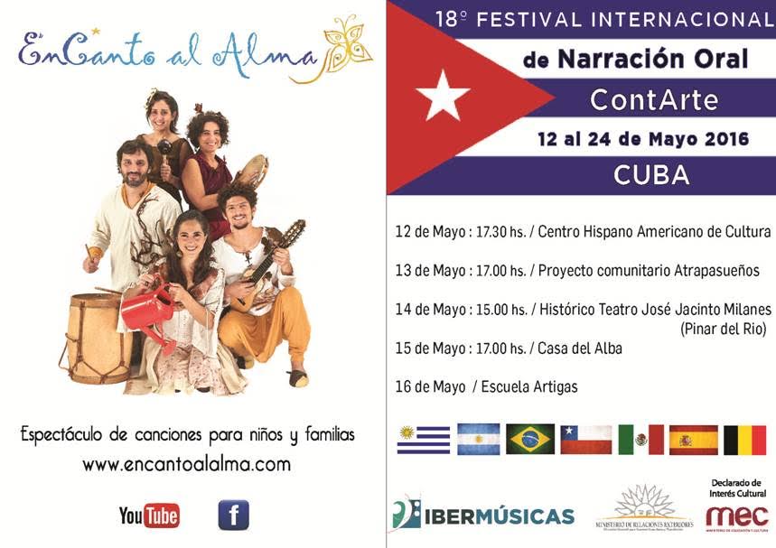 ENCANTO AL ALMA, de Uruguay lleva su propuesta de música para niños al FESTIVAL INTERNACIONAL DE NARRACIÓN ORAL en Cuba