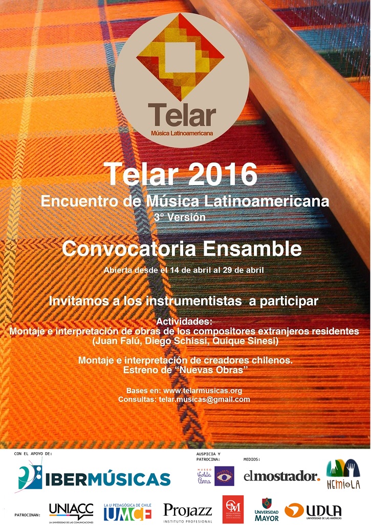 HEMIOLA MUSICAS de Chile inicia su proceso de residencias creativas TELAR – Nuevas Obras para la Música Latinoamericana, invitando como docentes y compositores a tres músicos argentinos de renombre