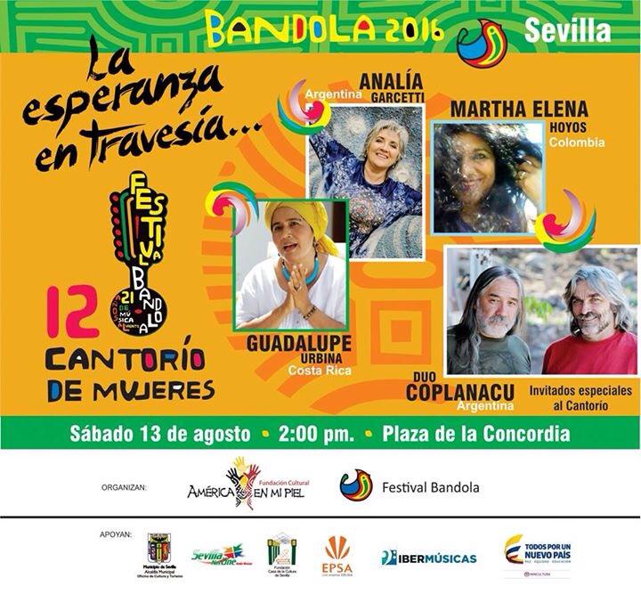 La talentosa compositora y cantante argentina ANALÍA GARCETTI será parte de la programación del FESTIVAL BANDOLA SEVILLA 2016 de Colombia