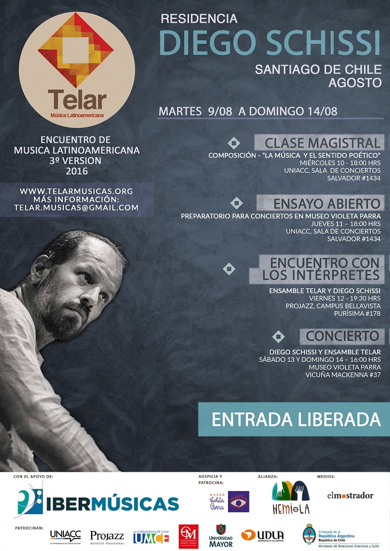 El pianista y compositor argentino DIEGO SCHISSI participará de las residencias creativas TELAR 2016 en Santiago de Chile