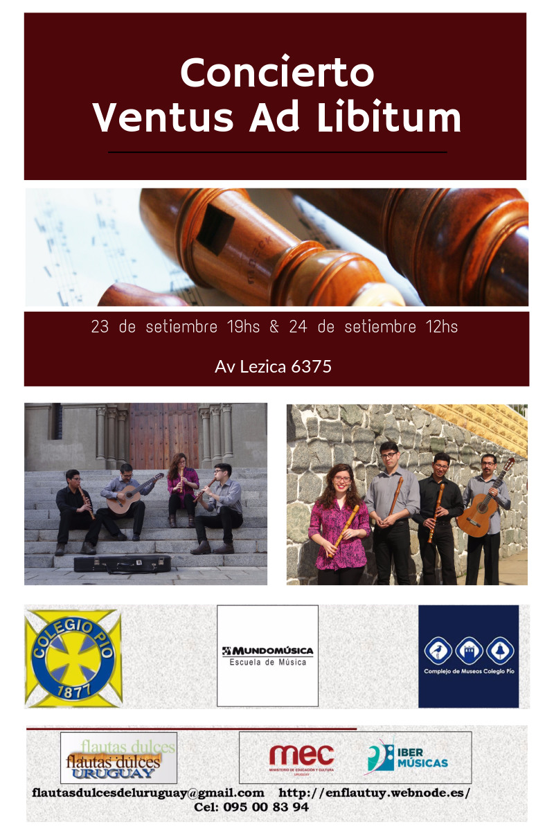 Se realizará en Montevideo, Uruguay el II Encuentro Internacional de Grupos de Flauta Dulce con la presencia, entre otras agrupaciones, de Ventus ad Libitum de Chile