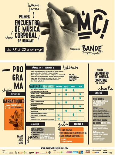 El PRIMER ENCUENTRO DE MÚSICA CORPORAL DE URUGUAY organizado por la agrupación Bande Música Corporal recibe en su programación a BARBATUQUES de Brasil