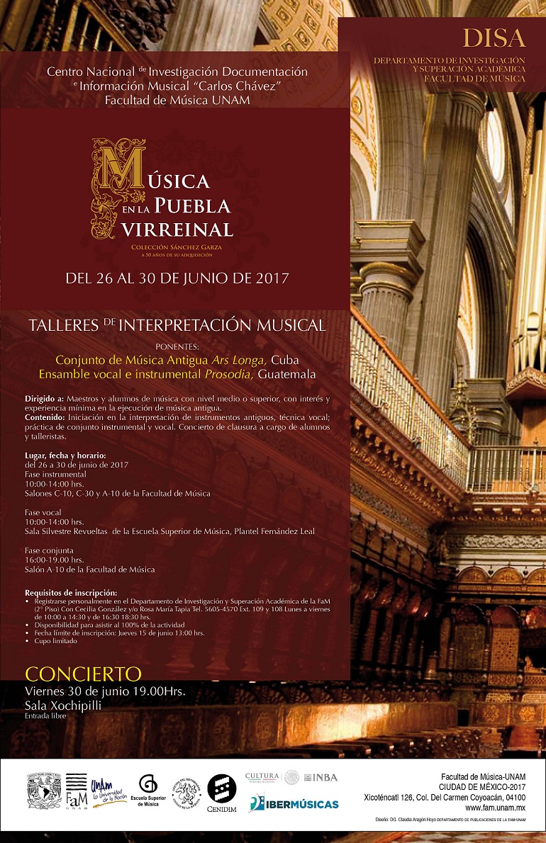 El Conjunto de Música Antigua Ars Longa de Cuba, será parte de los talleres de interpretación “Música de la Puebla Virreinal” organizados por la UNAM en Puebla, México
