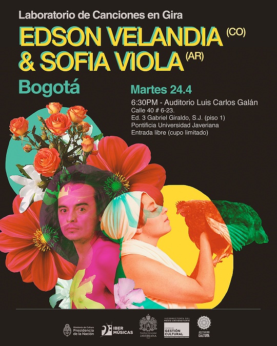 En concierto conjunto, la cantautora argentina Sofía Viola y el compositor de Piedecuesta, Colombia, Edson Velandia, compartirán escenarios en el marco del Laboratorio de Canciones en Gira