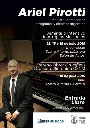El pianista, arreglador y compositor argentino Ariel Pirotti emprende una gira por Ecuador y Colombia