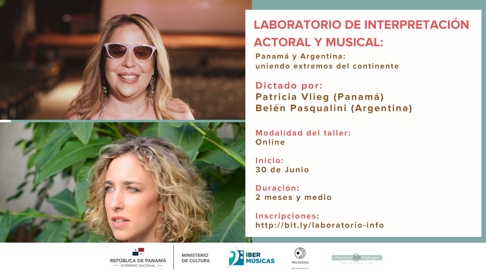 Belén Pasqualini de Argentina y Patricia Vlieg de Panamá continúan su taller on line “Técnicas y Lenguajes de Interpretación Actoral y Musical”