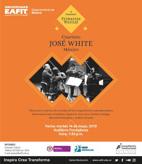 Desde México el Cuarteto José White llevará su arte a Costa Rica con un repertorio integrado por obras de compositores latinoamericanos contemporáneos