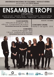 La prestigiosa agrupación argentina Ensamble Tropi será parte del Ciclo de Música Contemporánea Iberoamericana de Bogotá, Colombia