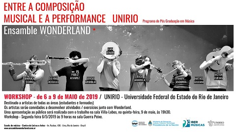 El Ensamble Wonderland! de Argentina dictará el workshop “Entre la Composición Musical & la Performance” en la Universidade Federal do Estado do Rio de Janeiro, Brasil