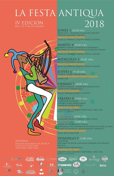 La Festa Antiqua, el festival de música antigua de Xalapa, Veracruz, México convoca para su cuarta edición a grandes artistas, entre ellos, se presentará la agrupación argentina Labor Intus