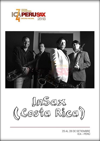InSax, el cuarteto de saxofones de Costa Rica, participará de la 7ma edición del Festival PerúSax que se realizará en la ciudad de Ica