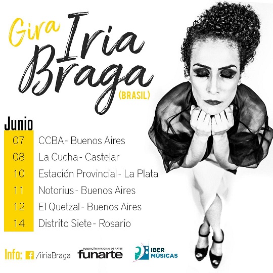 La artista brasileña Iría Braga realizará una serie de conciertos en Argentina