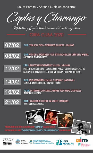 Las músicas argentinas Laura Peralta y Adriana Lubiz con su espectáculo “Coplas y Charango” emprenden una gira por diversas ciudades de Cuba