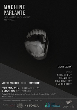 El compositor mexicano Samuel Cedillo las actividades previas a su residencia en Estonia con una actividades en el gran salón de la Casa de Japón en la Ciudad Internacional Universitaria de París, Francia