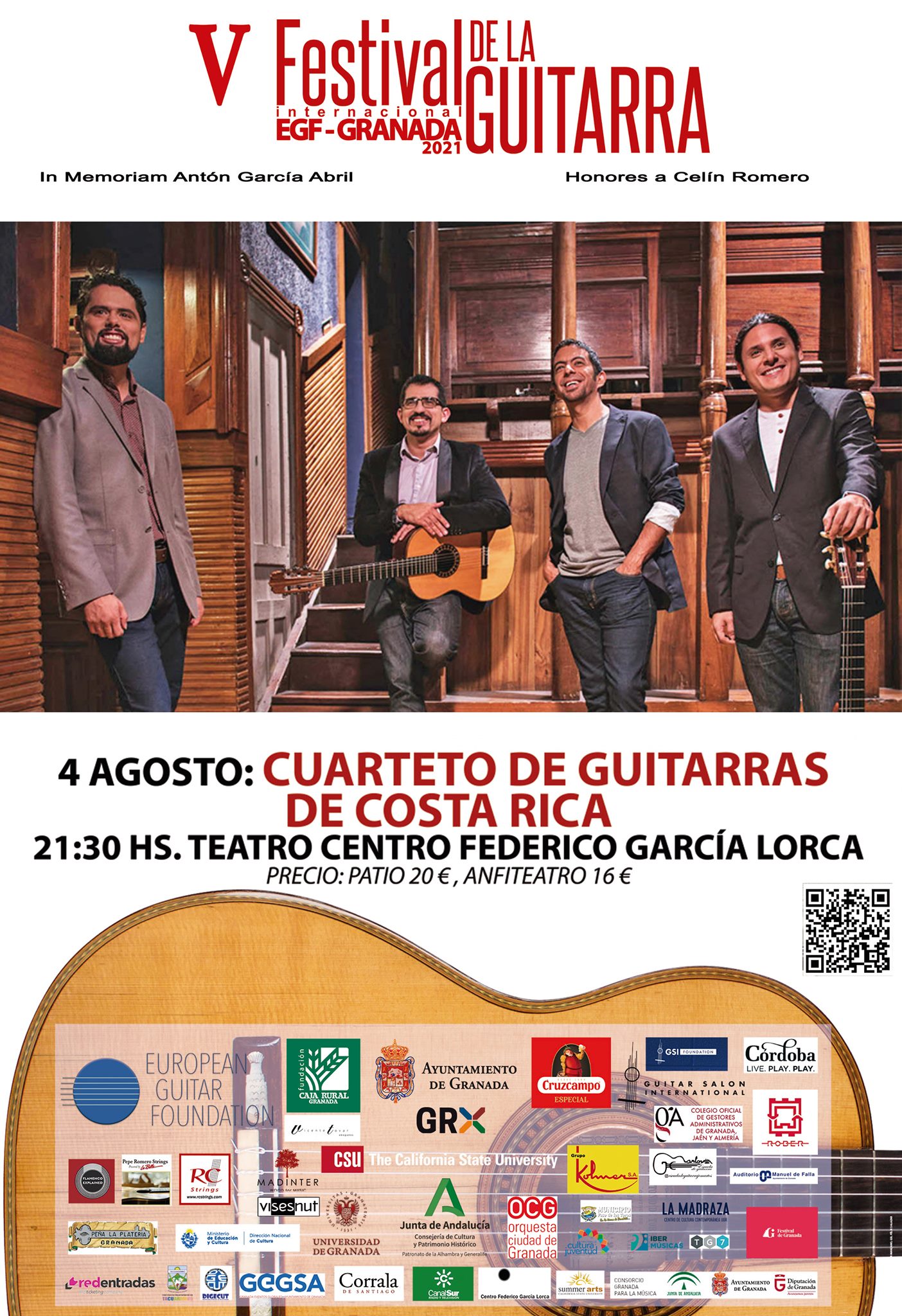 O quarteto de violões da Costa Rica fará concertos em dois prestigiosos festivais de violão espanhóis