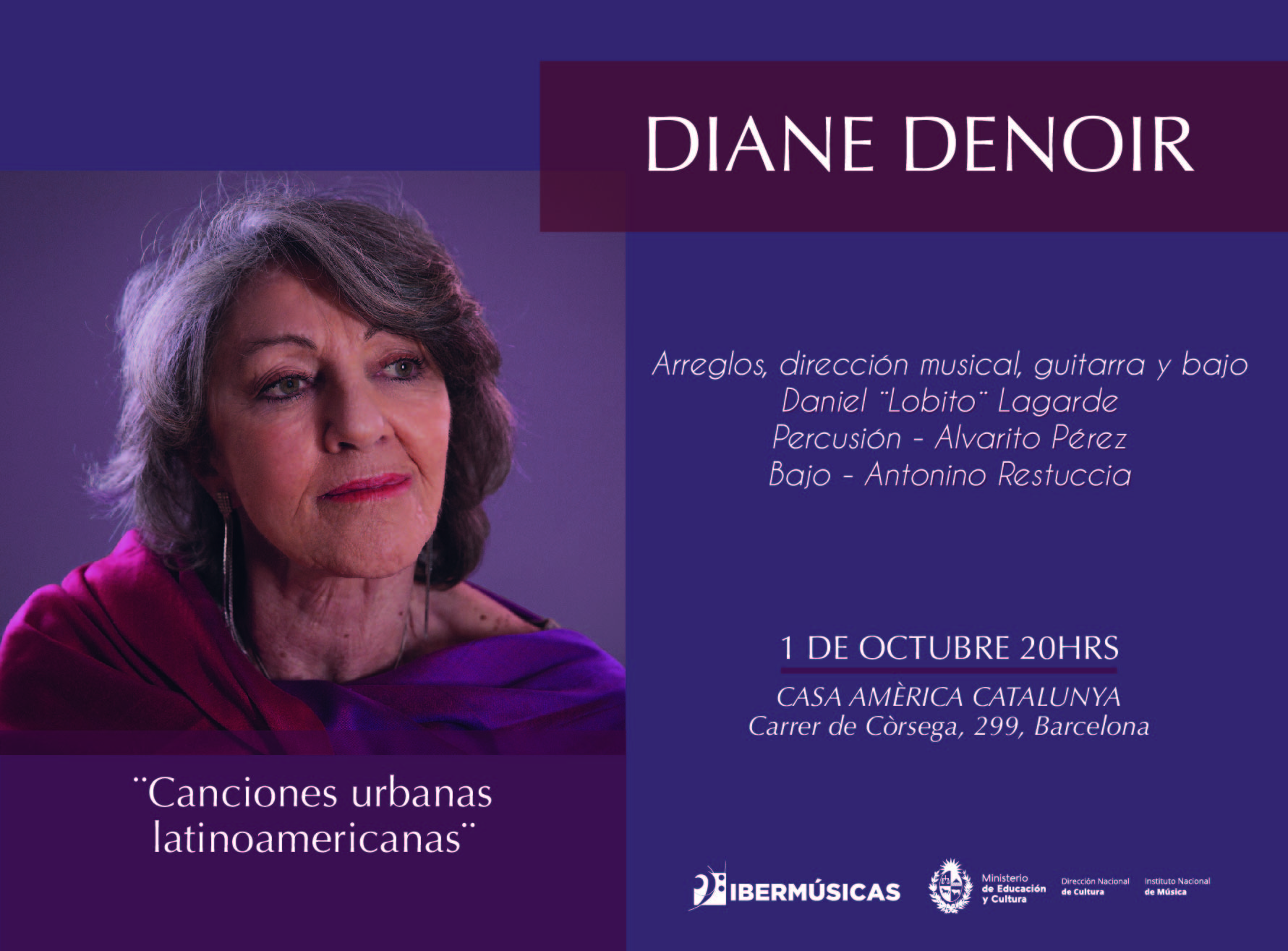 A cantora uruguaia Diane Denoir se apresentará na Casa Amèrica Catalunya, Espanha