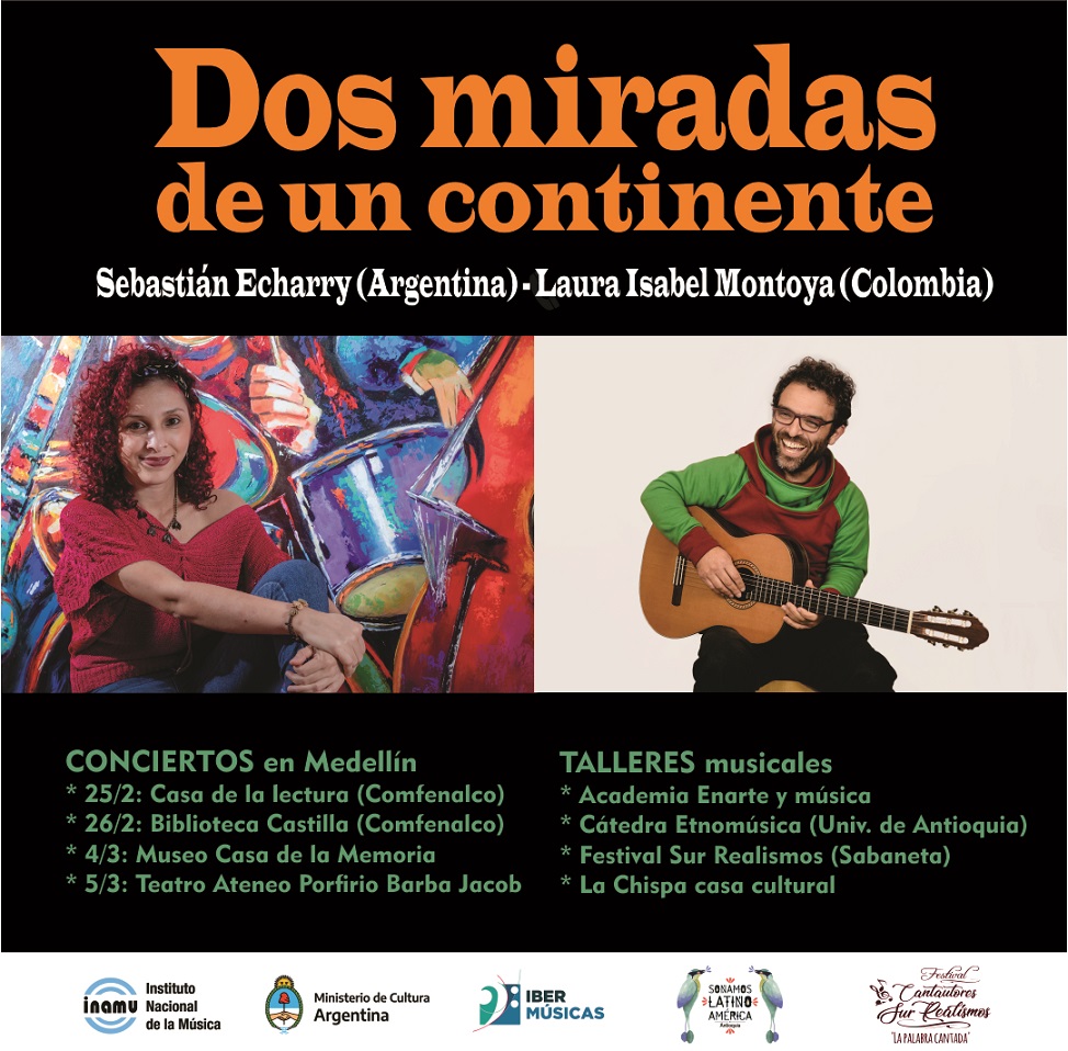 O músico, docente e compositor argentino, Sebastián Echarry, inicia uma turnê pela Colômbia com a cantora Laura Isabel Montoya – Chacarera Roja