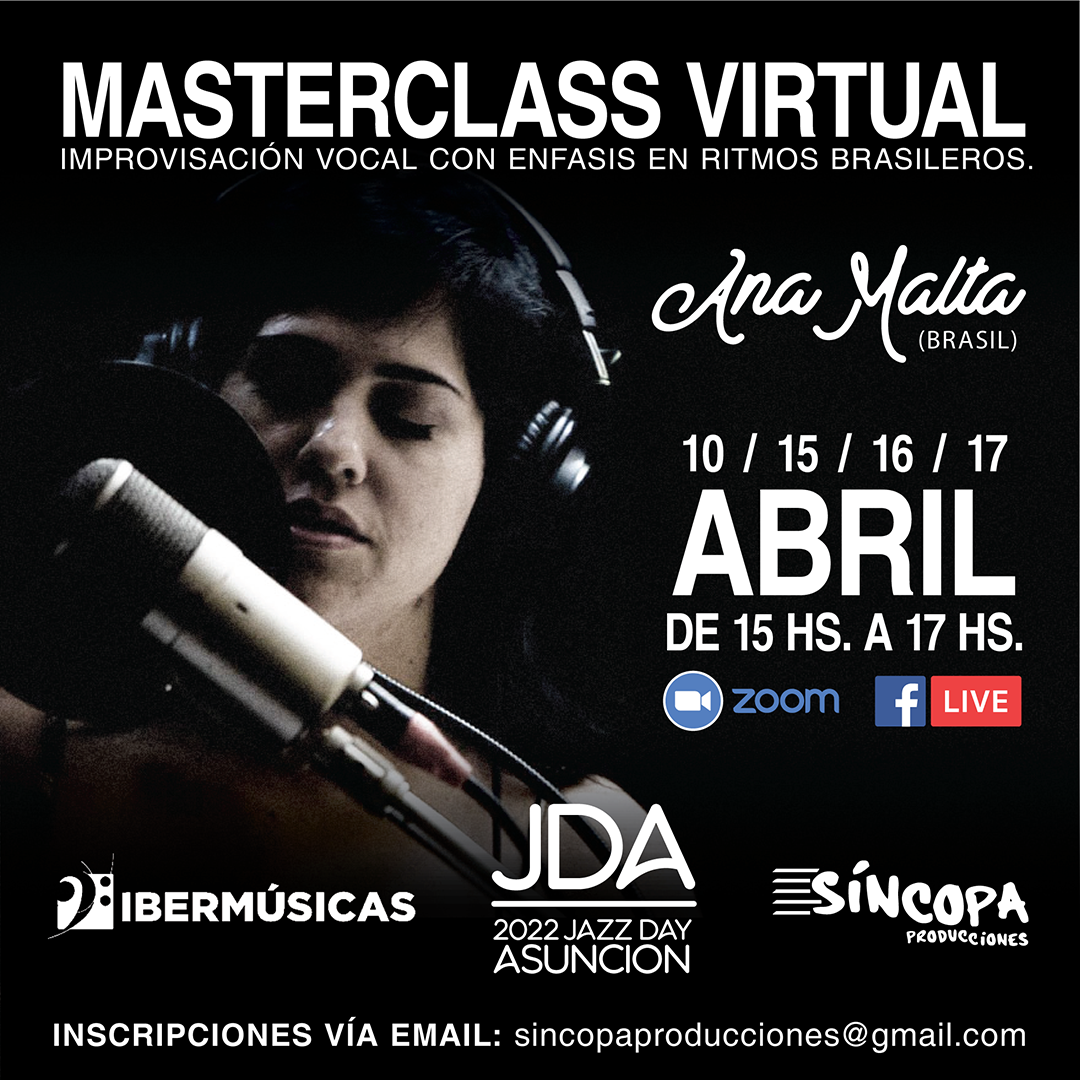 O Jazz Day Asunción de Paraguay apresenta as Master Classes da cantora brasileira Ana Malta