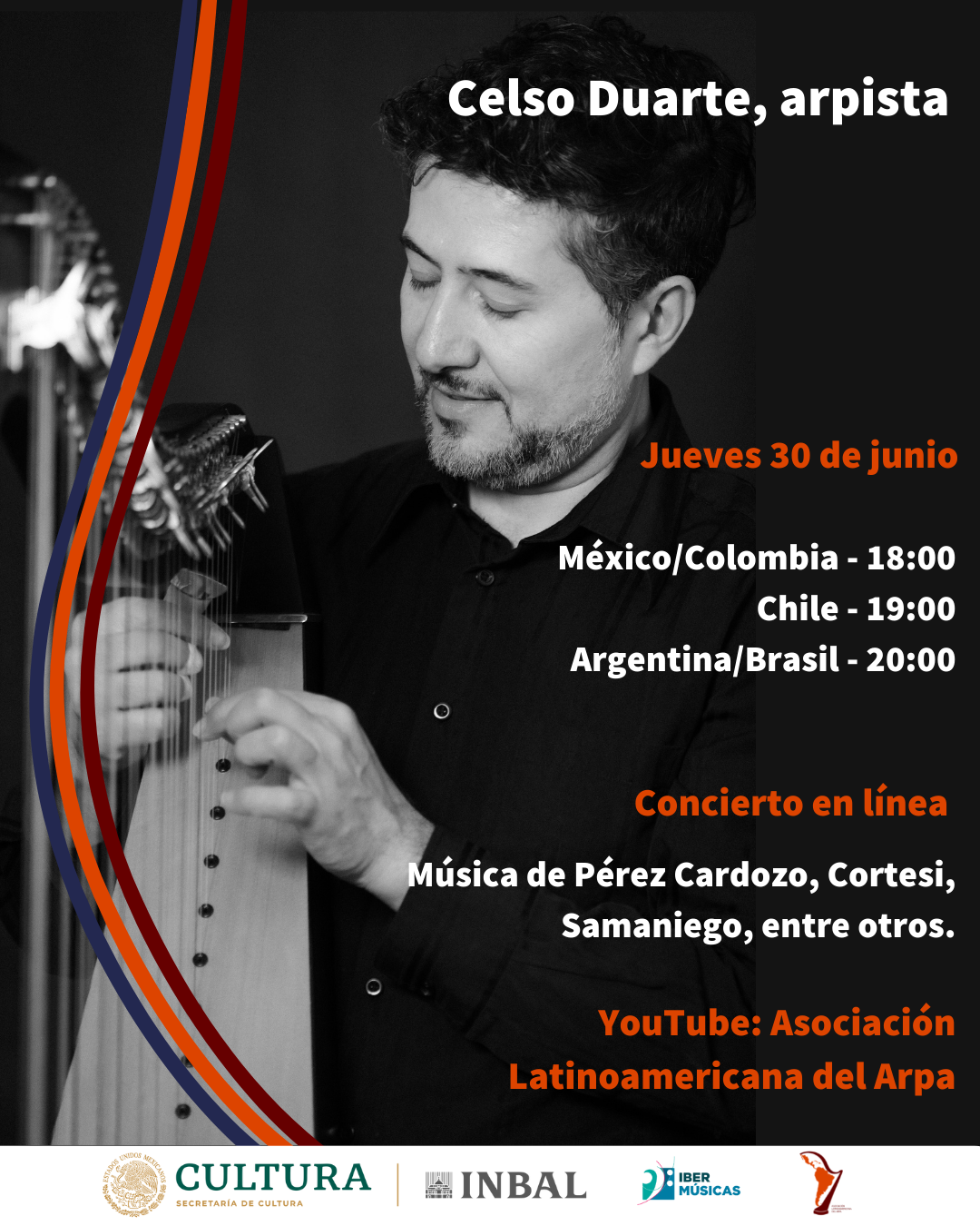 Associação Latino-americana da Harpa apresenta o concerto de harpa mexicana e paraguaia de Celso Duarte