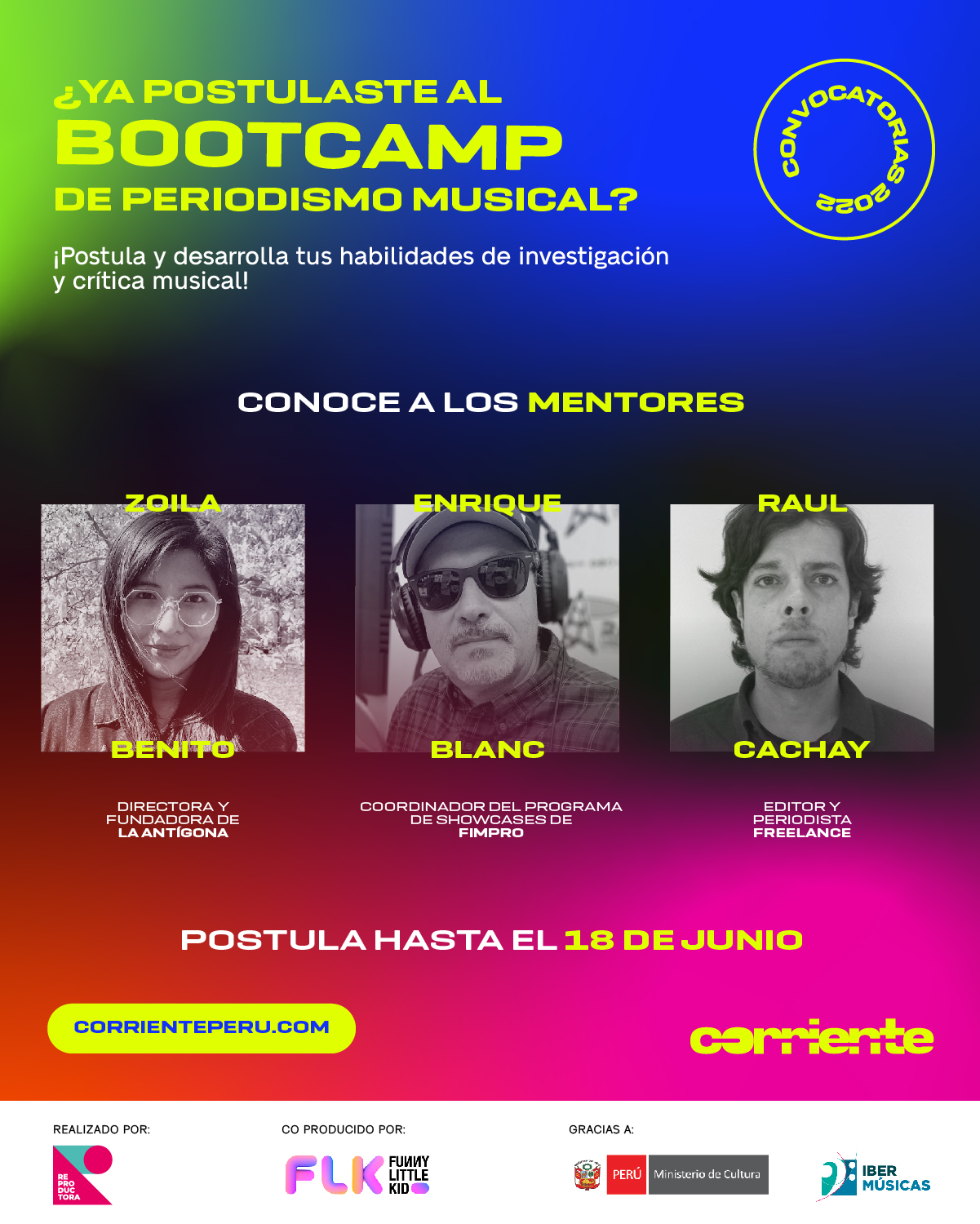 Do Peru chegam os Bootcamps de Produção e Jornalismo Musical organizados pela Corrente Peru