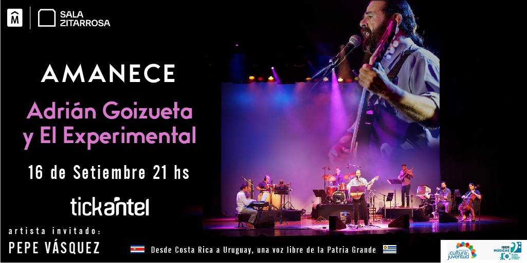 O grande cantor-compositor costarriquenho Adrián Goizueta chegará ao Uruguai para se apresentar na Sala Zitarrosa, em Montevidéu