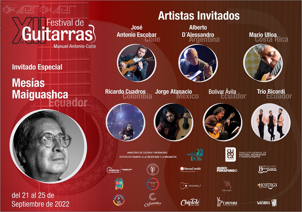 O XII Festival de Guitarra  Manuel Antonio Calle acontecerá no Equador com o Maestro Mesías Maiguashca como convidado especial