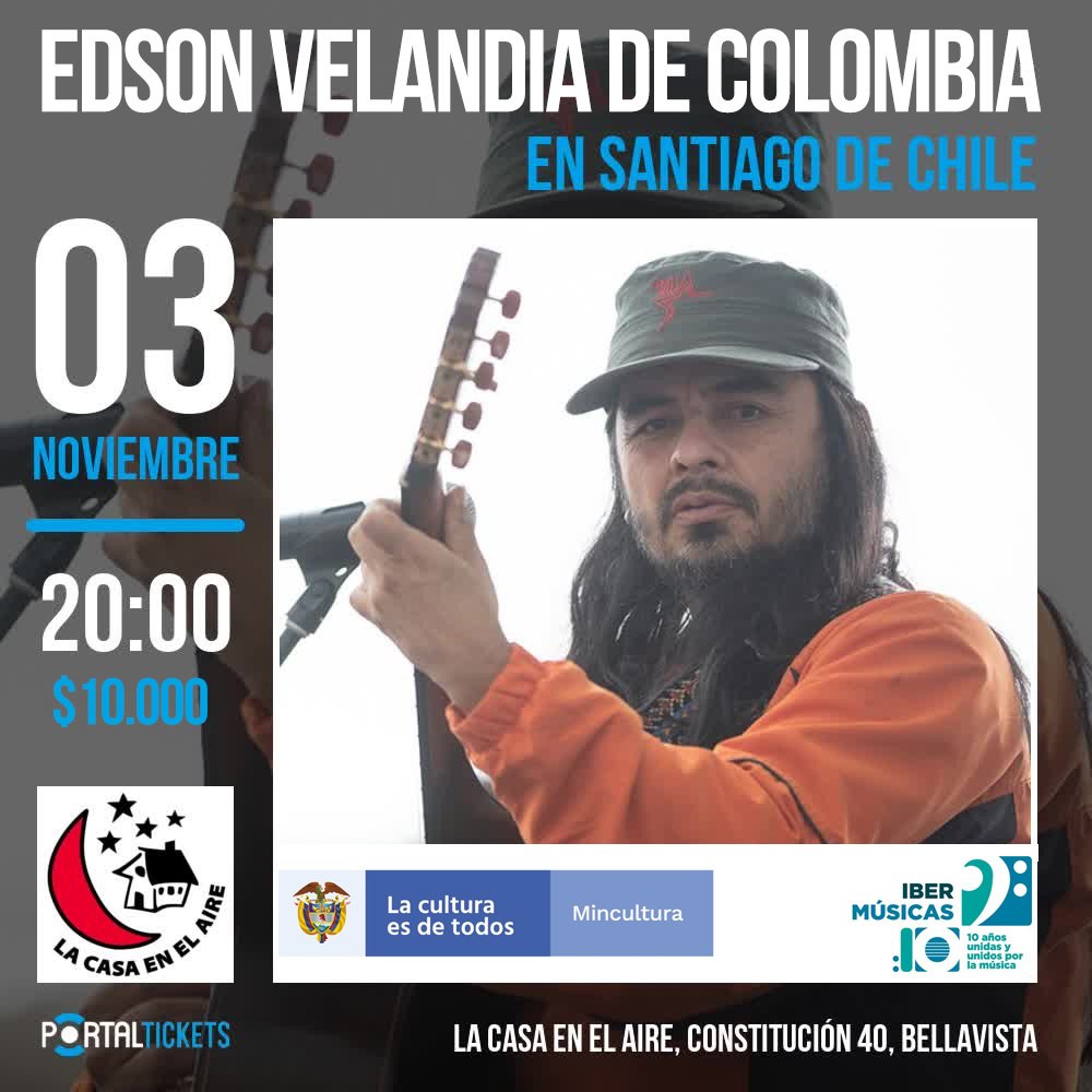 Edson Velandia, cantor e compositor colombiano, se apresenta pela primeira vez no Chile e retorna à Argentina
