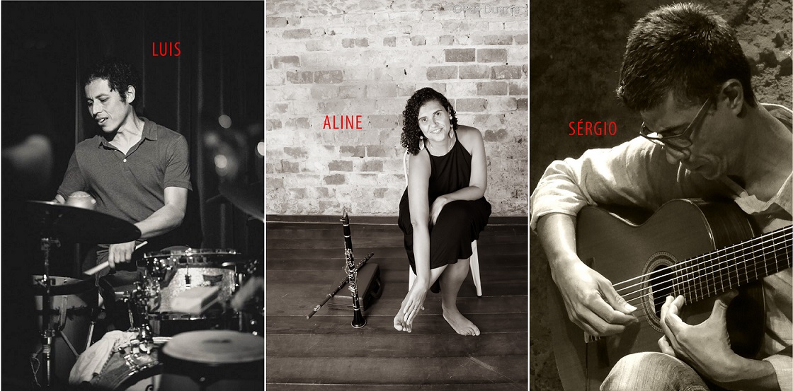 O trio Dímelo da brasileira Aline Gonçalves, u peruano Sergio Valdeos y o chileno Luis Barrueto apresentam seu novo trabalho