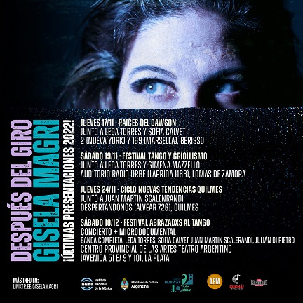 A cantora e compositora Gisela Magri irá se apresentar na cidade de La Plata, Argentina