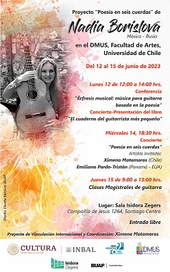 A guitarrista mexicana Nadia Borislova leva a sua Poesia em seis cordas ao Chile