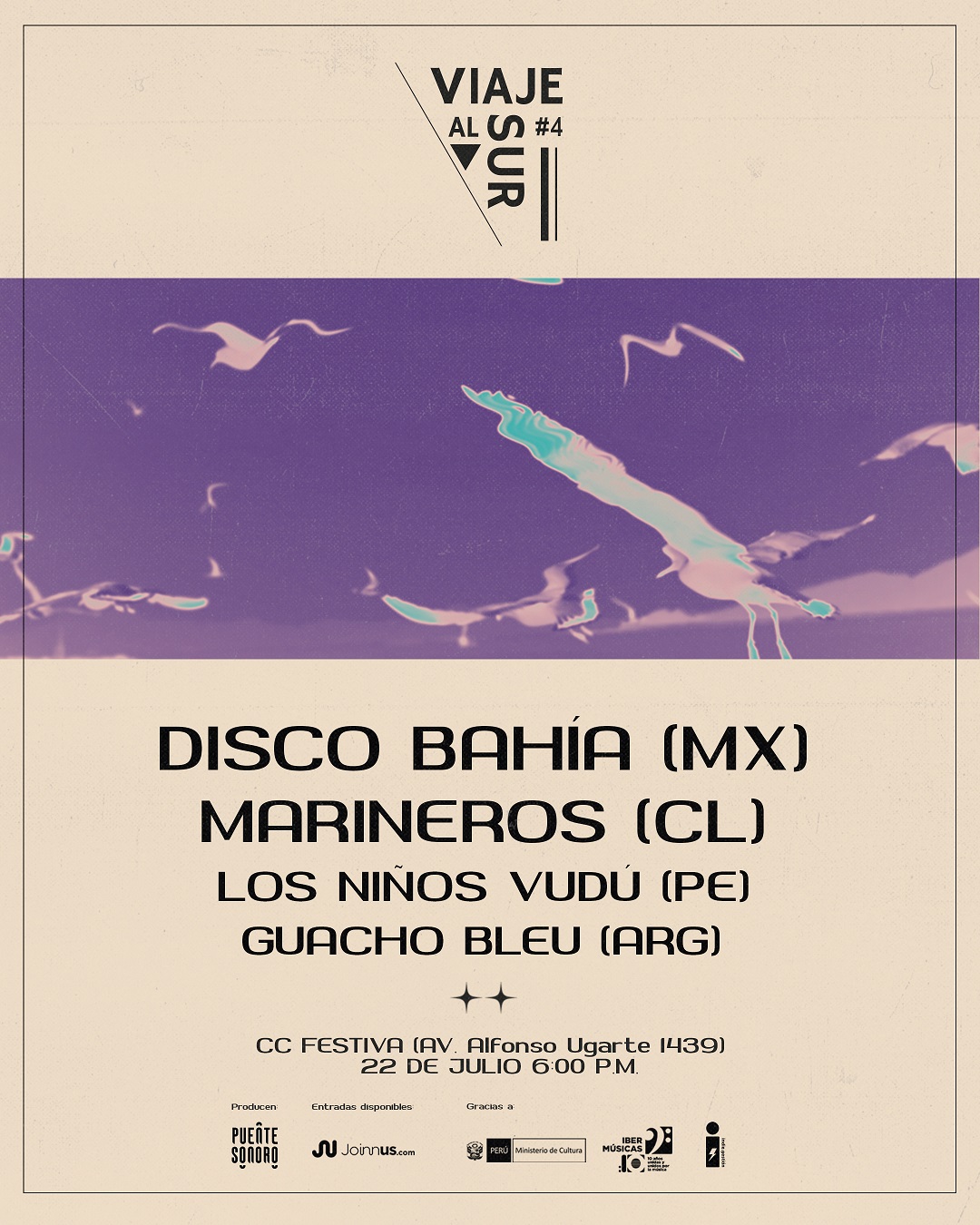 Do Peru chega uma nova edição do Festival Viaje al Sur com Disco Bahía do México, Marineros do Chile, Guacho Bleu da Argentina e os Niños Vudú do Peru