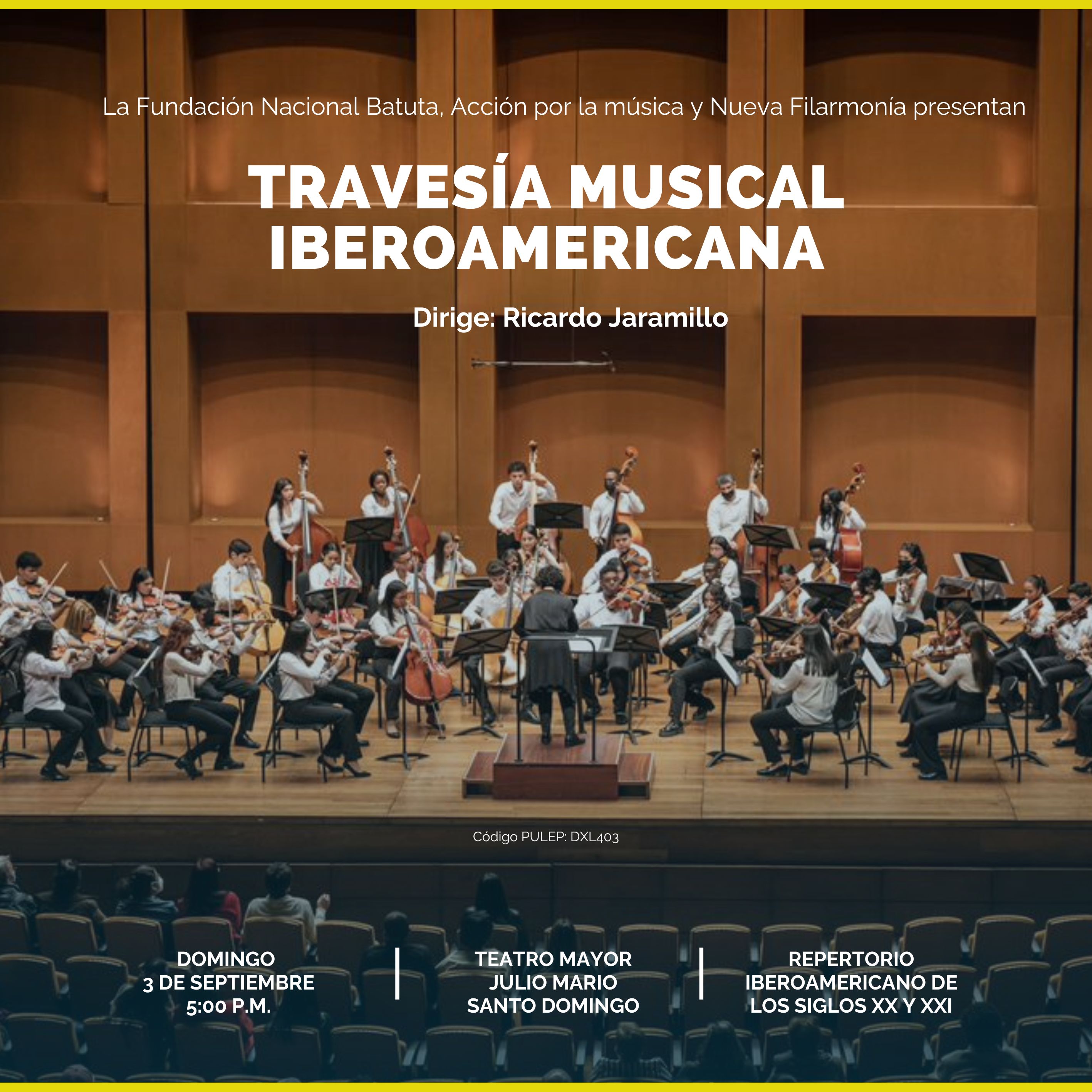 A Fundación Nacional Batuta de Colombia e Acción por la música de España apresentam o concerto Travessia musical iberoamericano em Bogotá