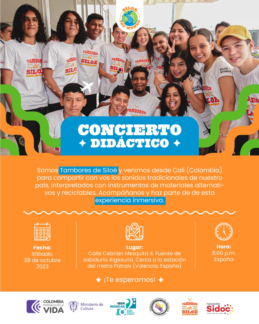 O grupo colombiano Tambores de Siloé actuará em Valência, Espanha