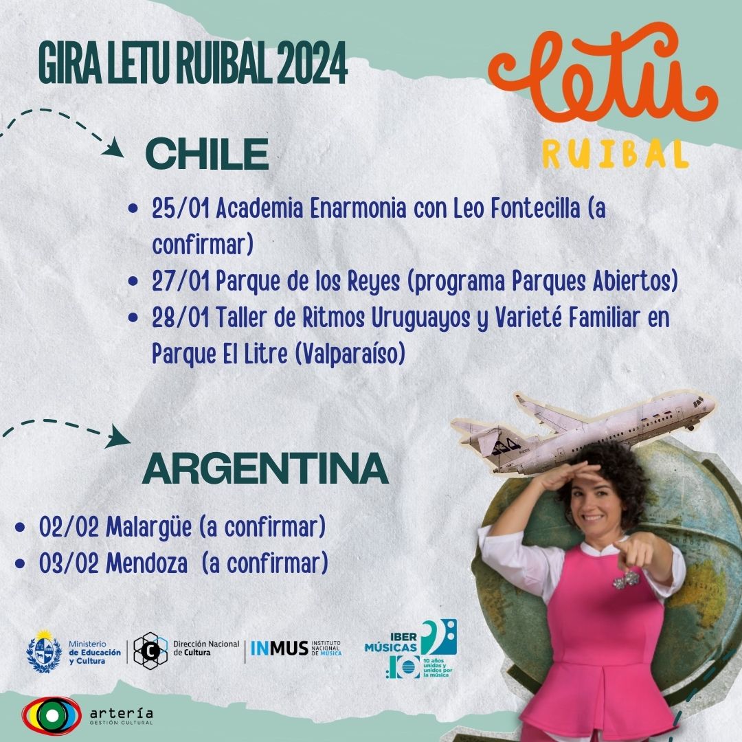 A artista uruguaia Letu Ruibal apresenta-se pela primeira vez em Santiago e Valparaíso (Chile) e em Mendoza e Malargüe (Argentina)
