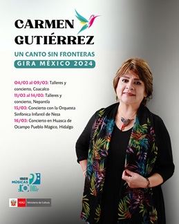 A renomada cantora e compositora peruana Carmen Gutiérrez embarca em uma turnê pelo México em comemoração ao Mês da Mulher
