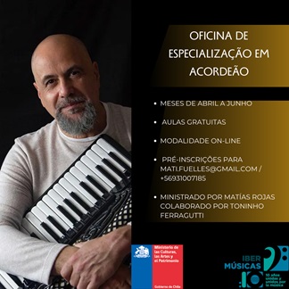 Começa a oficina online gratuita de acordeão ministrado por Matías Rojas e Toninho Ferragutti