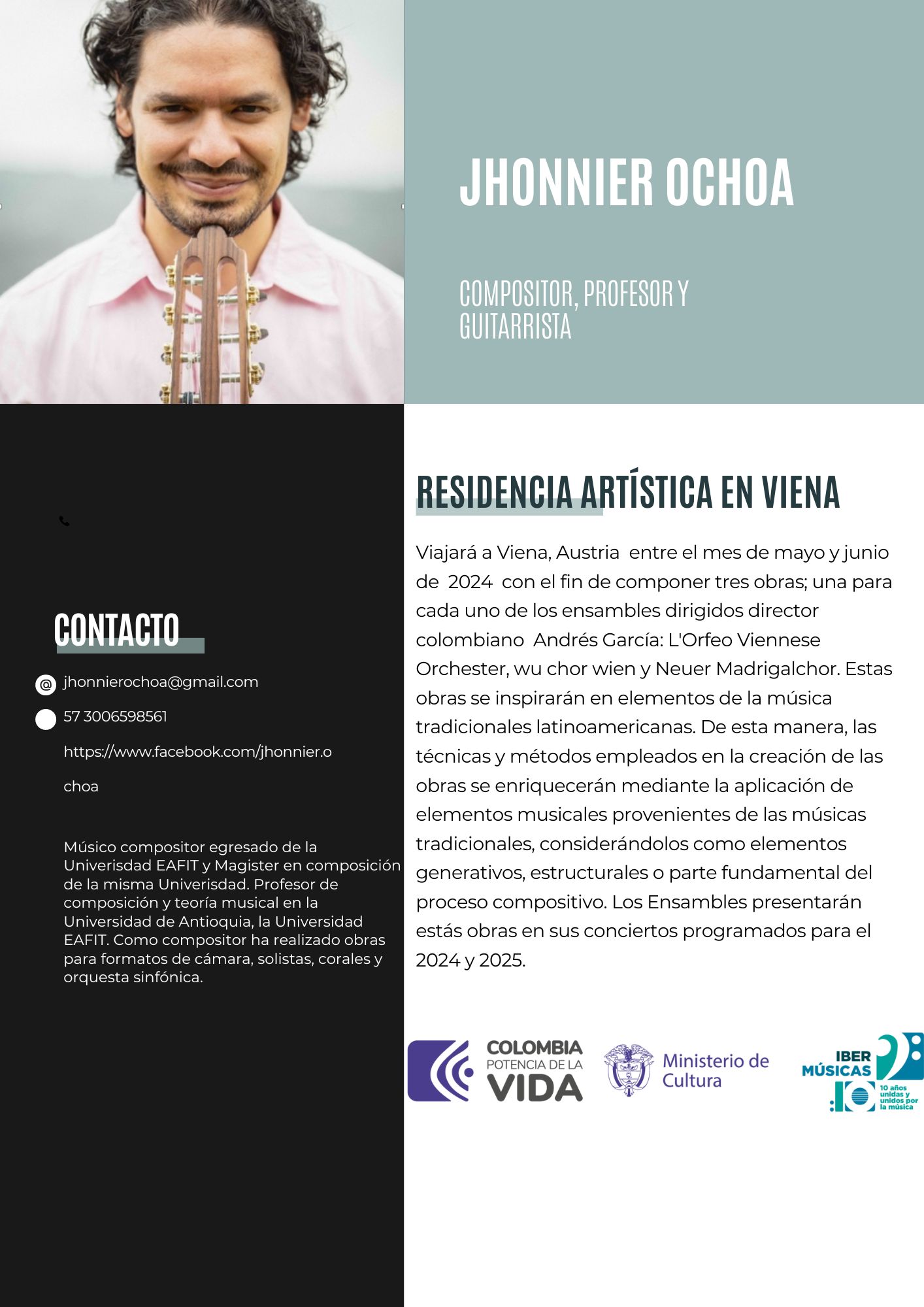 El compositor colombiano Jhonnier Ochoa inicia su residencia compositiva en Austria