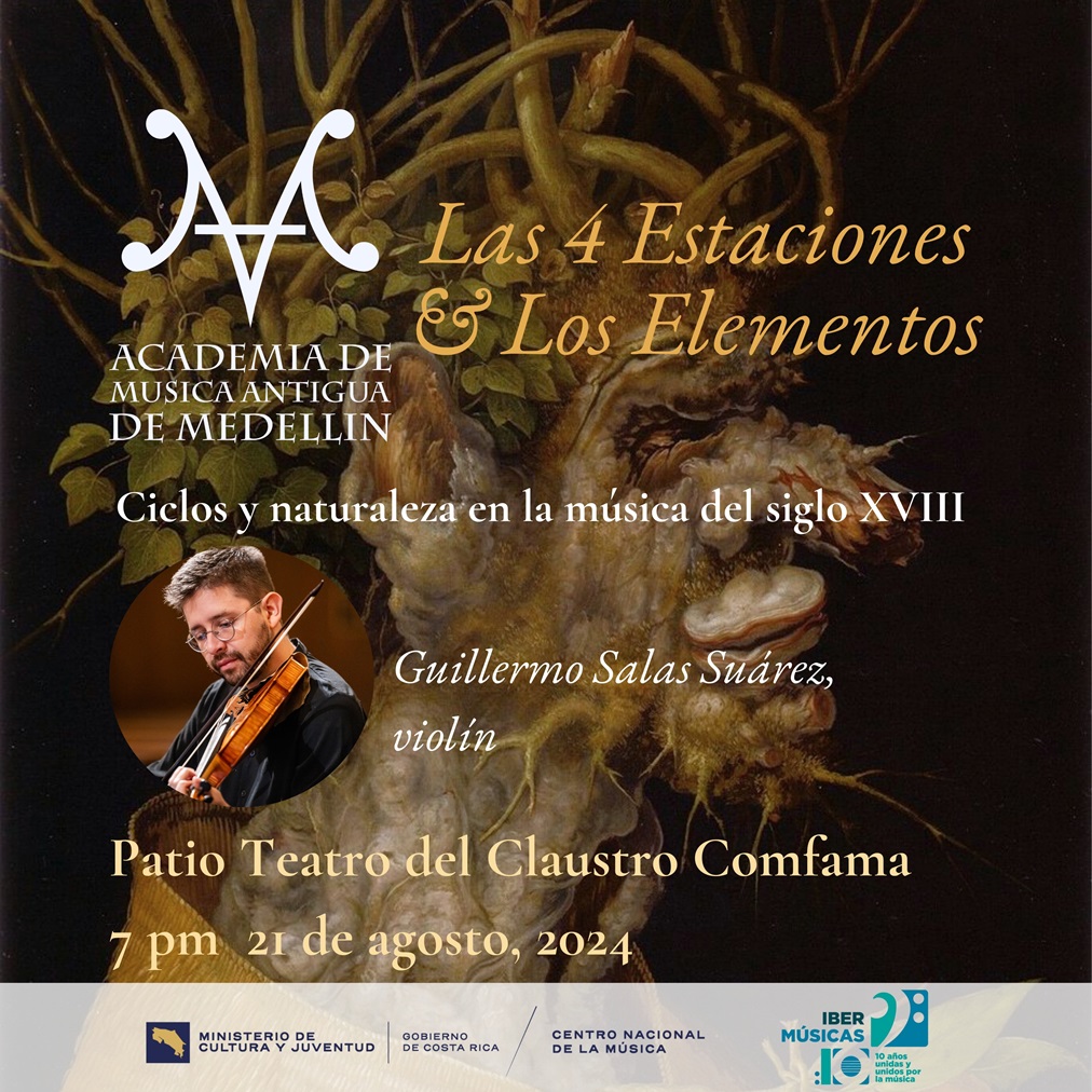 O violinista costa-riquenho Guillermo Salas Suárez apresenta “As quatro estações e os elementos – Ciclos e natureza na música do século XVIII” na Colômbia e nas Honduras