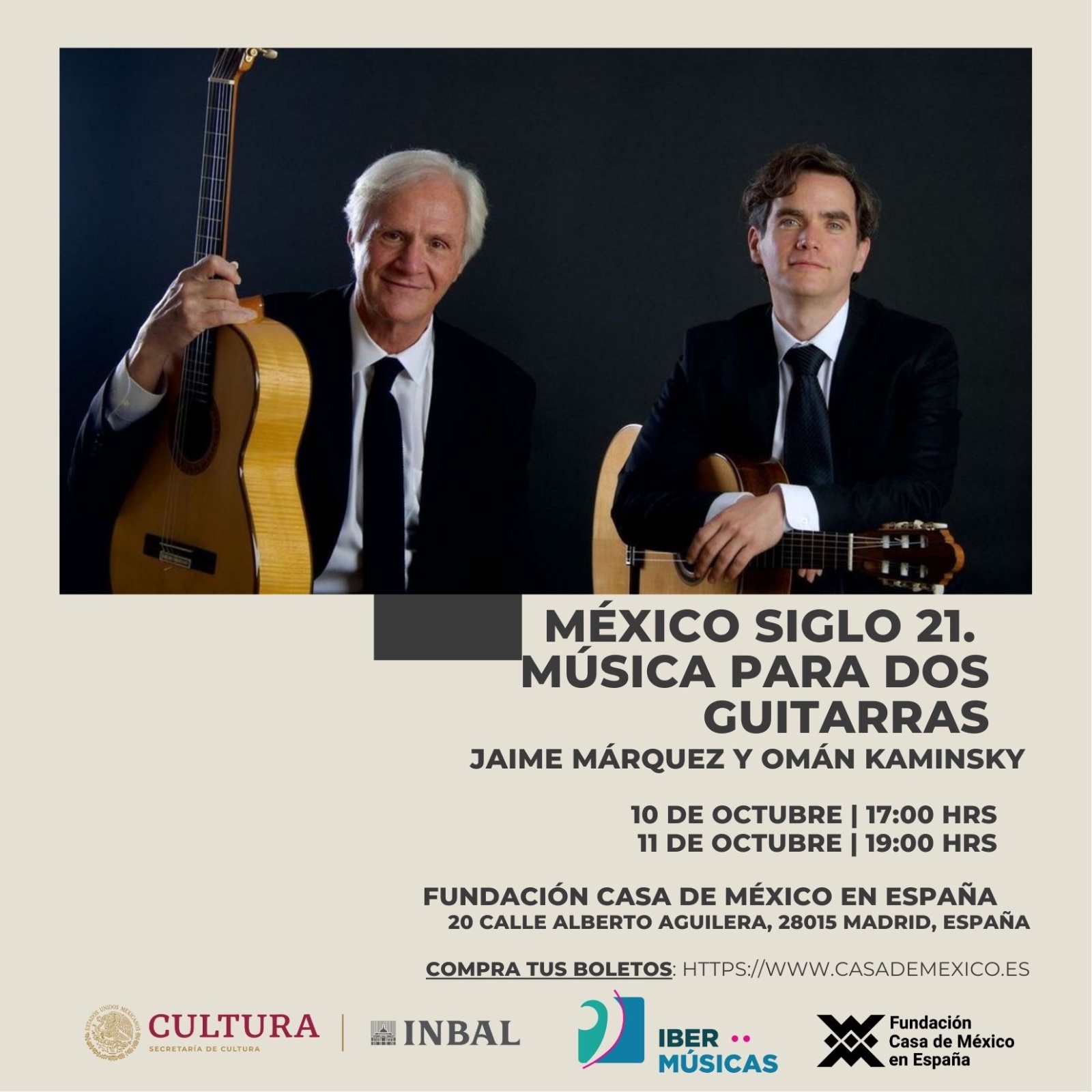Jaime Márquez e Omán Kaminsky apresentam na Espanha “Música mexicana do nosso tempo para dois violões”
