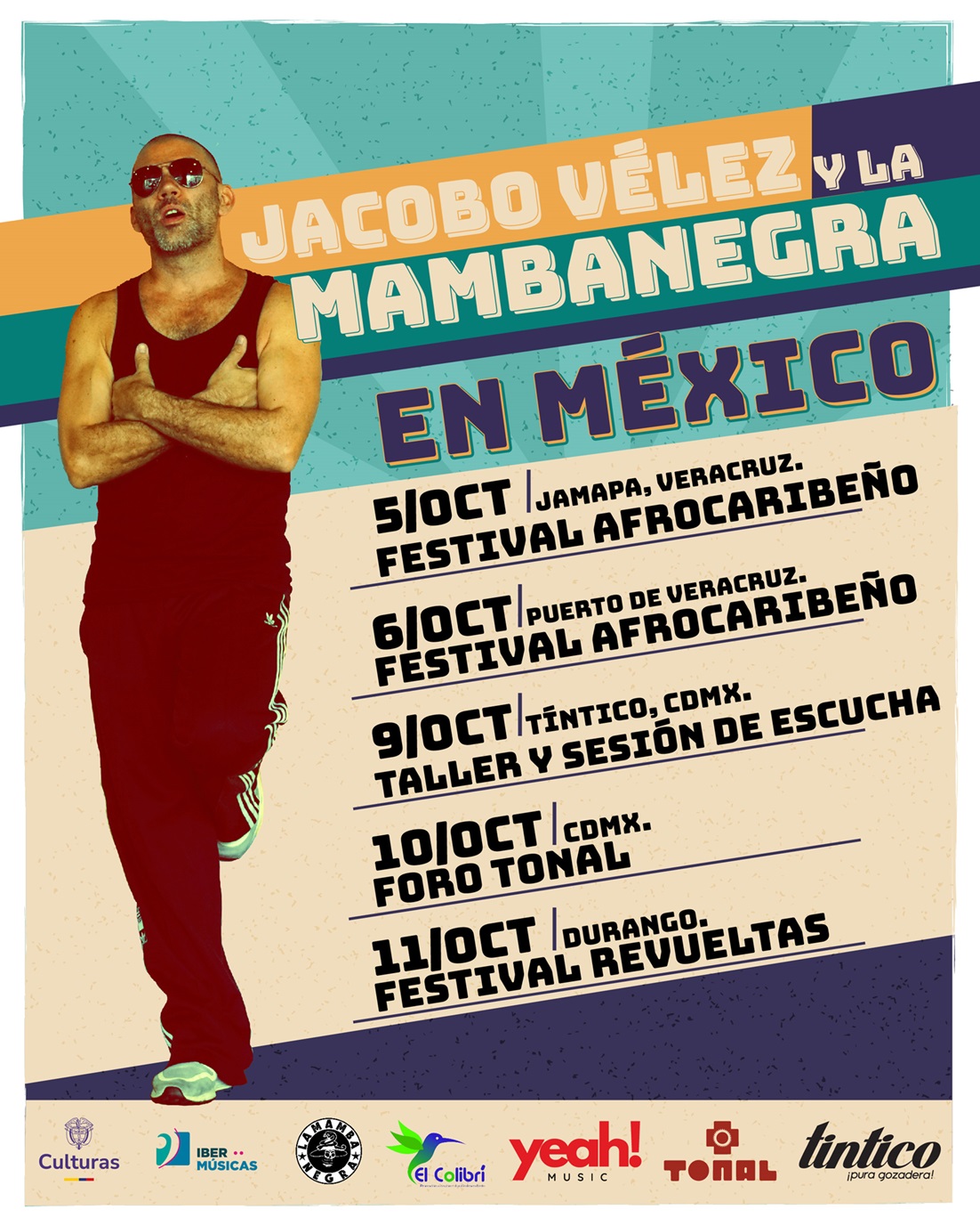 Jacobo Vélez y la Mambanegra fará uma turnê pelo México para promover as novidades de seu último álbum, Rádio Mamba Internacional, antes de seu lançamento oficial