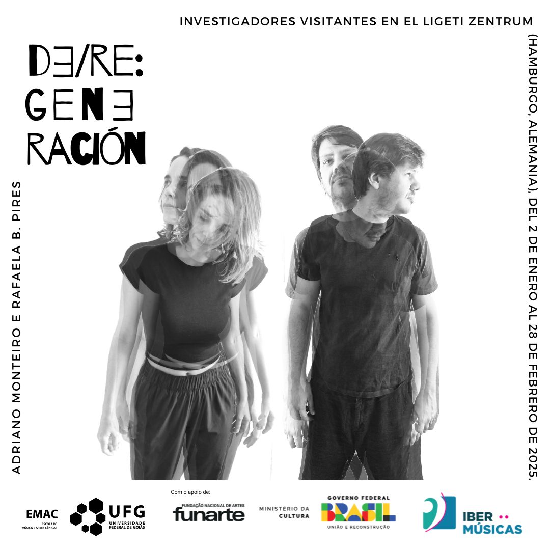 Os artistas e pesquisadores brasileiros Adriano Monteiro e Rafaela Pires estarão como pesquisadores visitantes no Ligeti Zentrum para o desenvolvimento do projeto de/re:generação