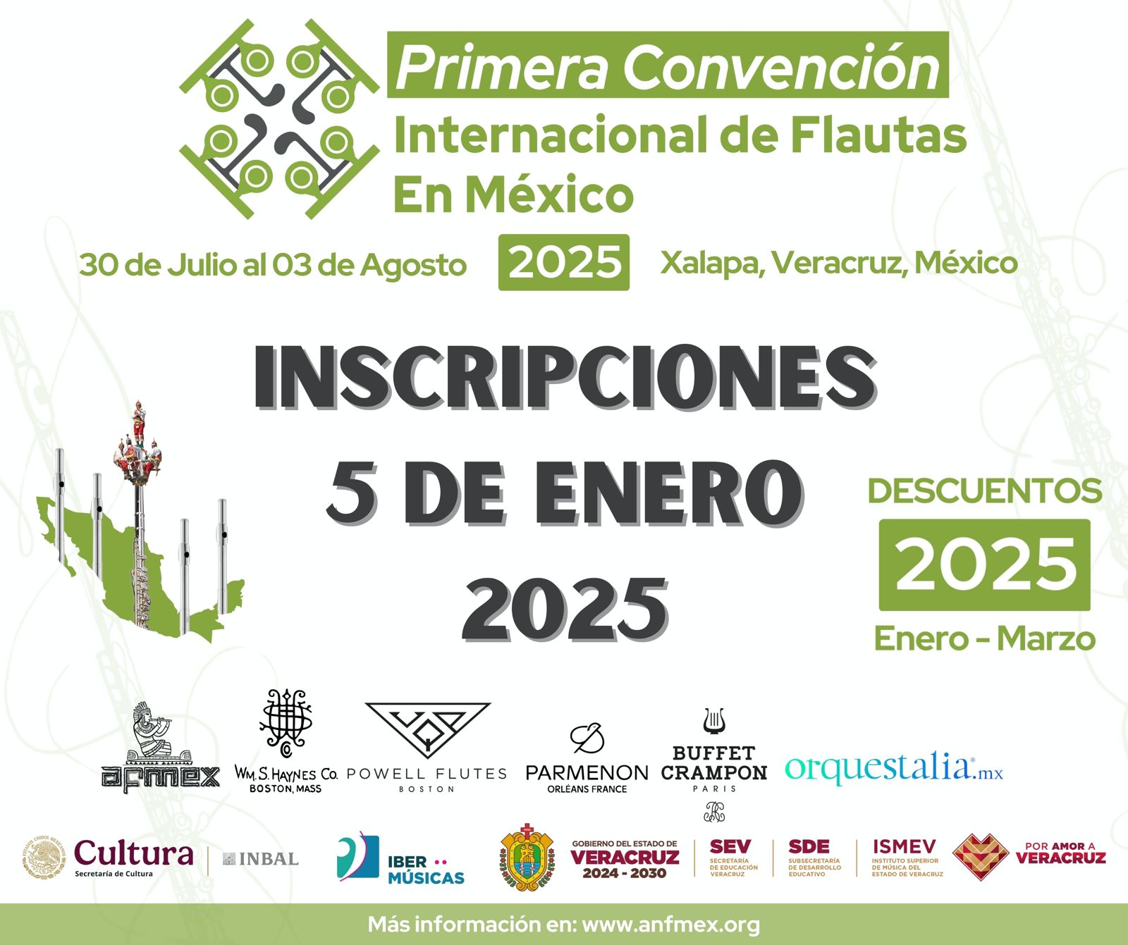 A Primeira Convenção Internacional de Flauta no México inicia o período de inscrições