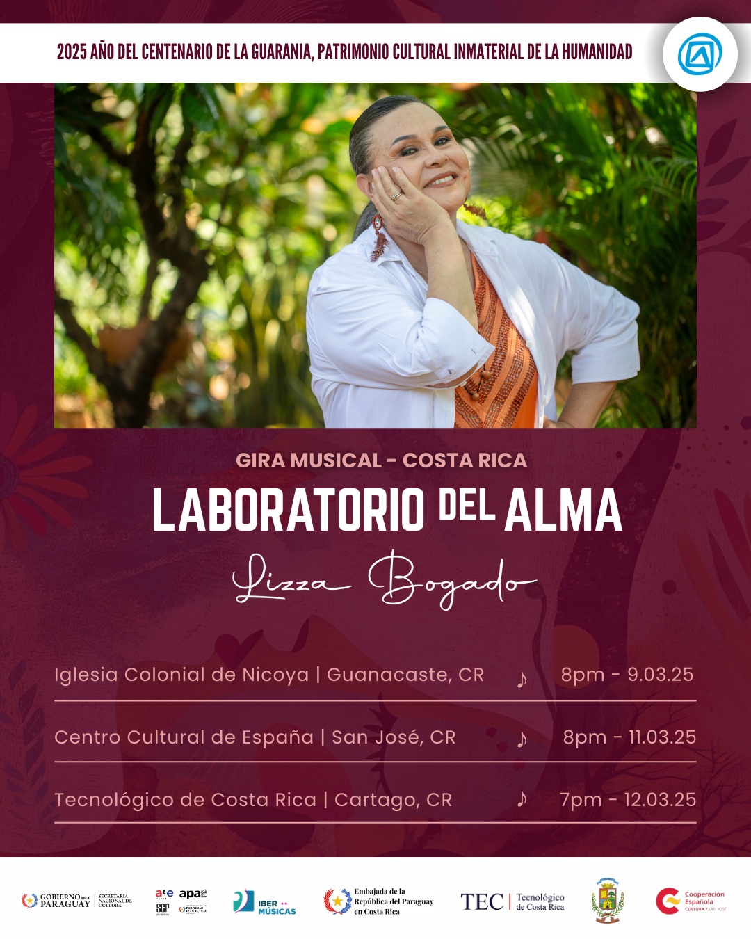 A renomada cantora paraguaia Lizza Bogado leva seu show “Laboratorio del Alma” para a Costa Rica