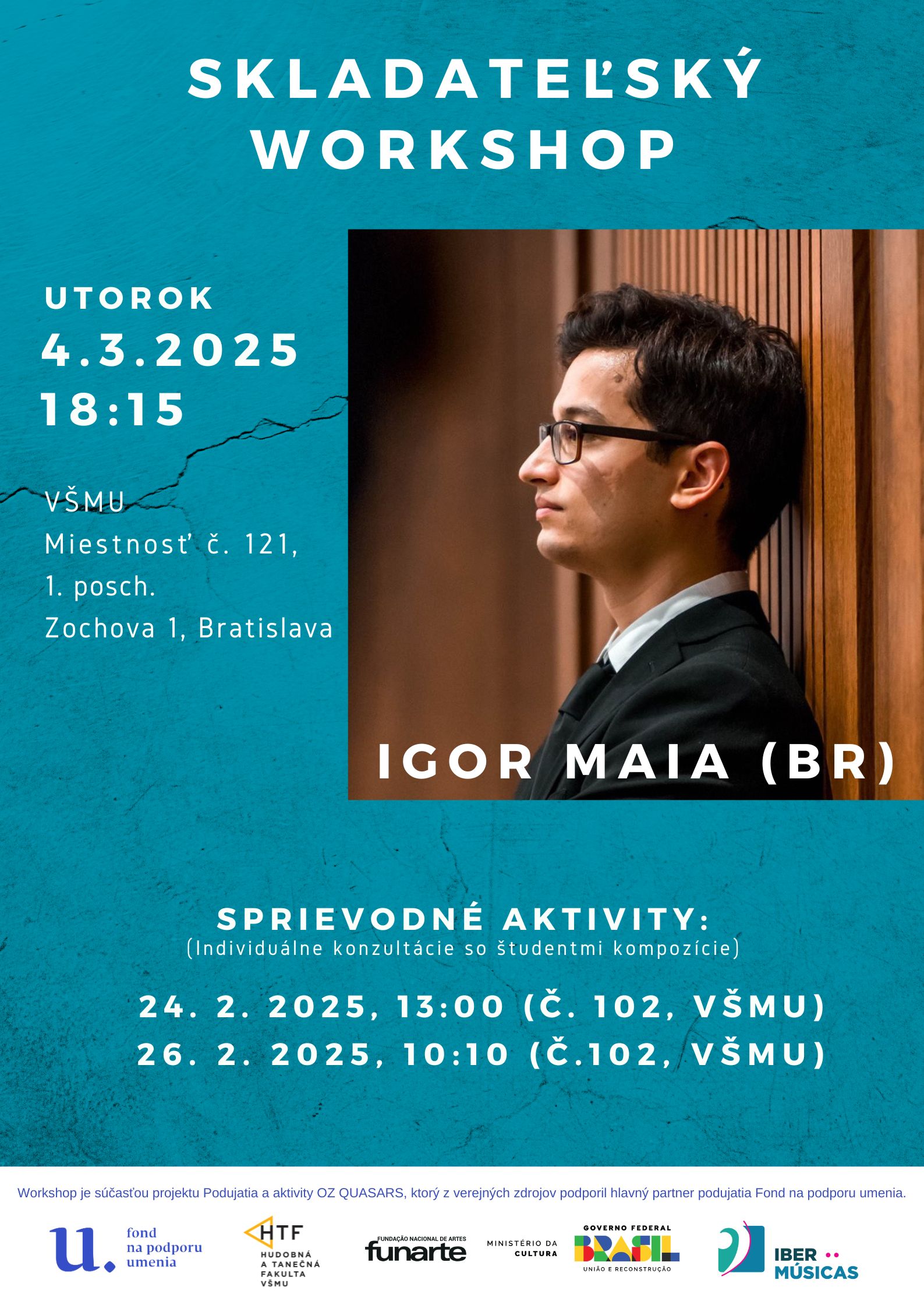 O compositor brasileiro Igor Maia apresenta um workshop e um concerto com o Quasars Ensemble na Eslováquia