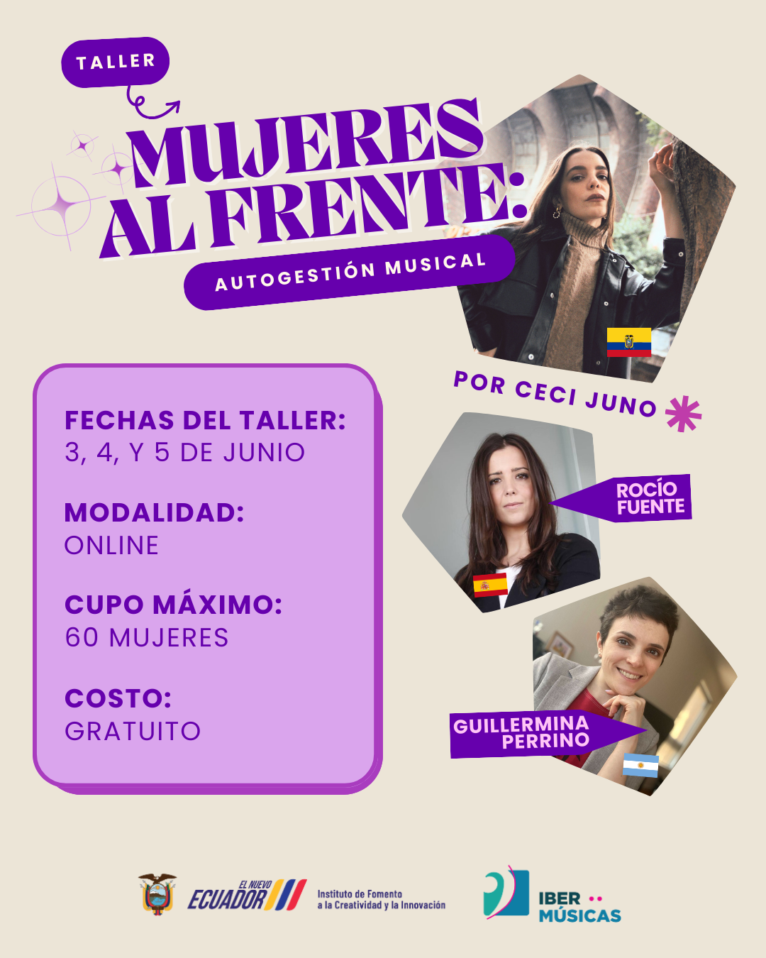 Ceci Juno de Ecuador presenta su taller “Mujeres al Frente: Autogestión Musical”
